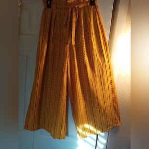 Capris- Medium, yellow w/black and white stripes.